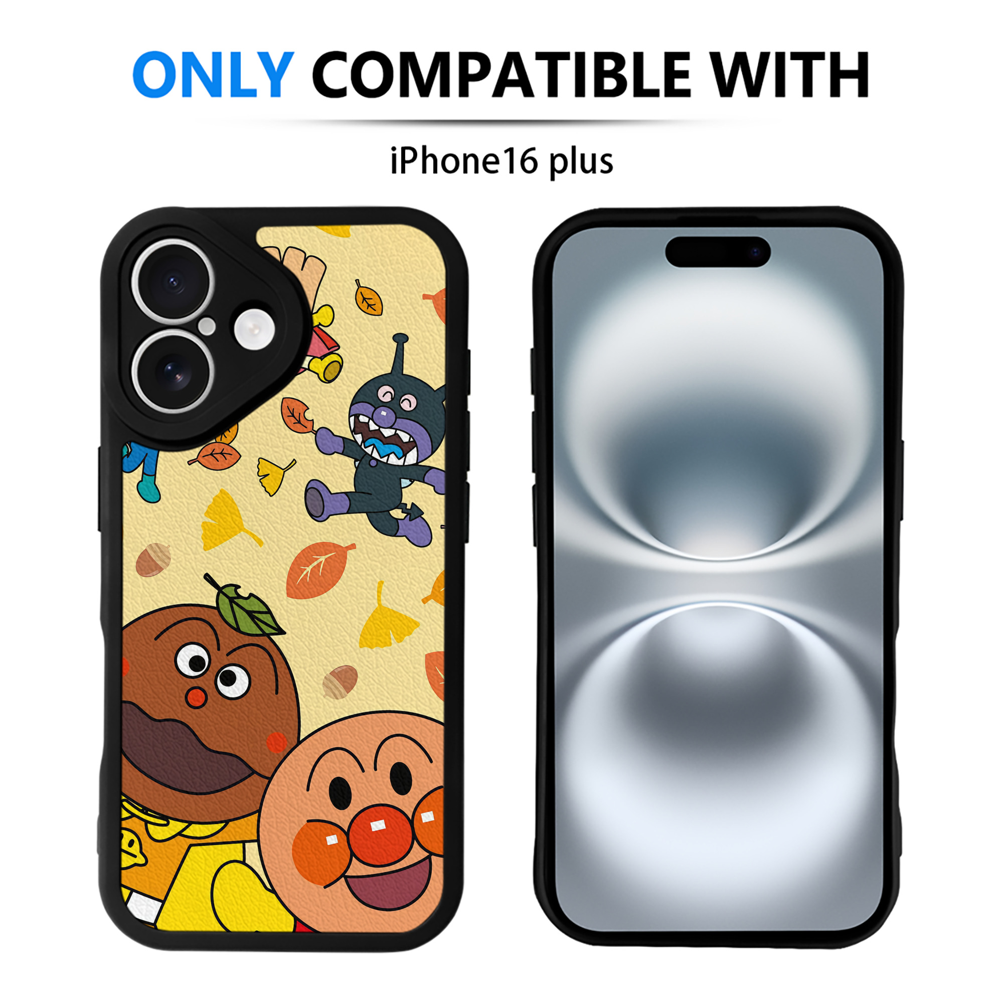 （画像用） アンパンマン Anpanman 【iPhone 16シリーズ対応】シリコンスマホケース（レザー調） 材質：シリコン